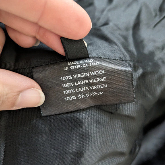 Prada 100% Virgin Wool Black Woven Pea-Style Coat Size 42 Medium - Picture 7 of 8